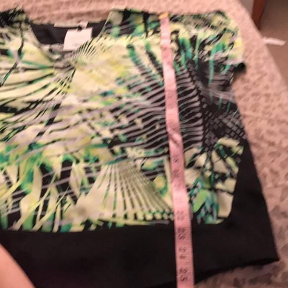 Dana Buchman  X-Large green & black print silky oversized V-Neck top NWT - Picture 11 of 15